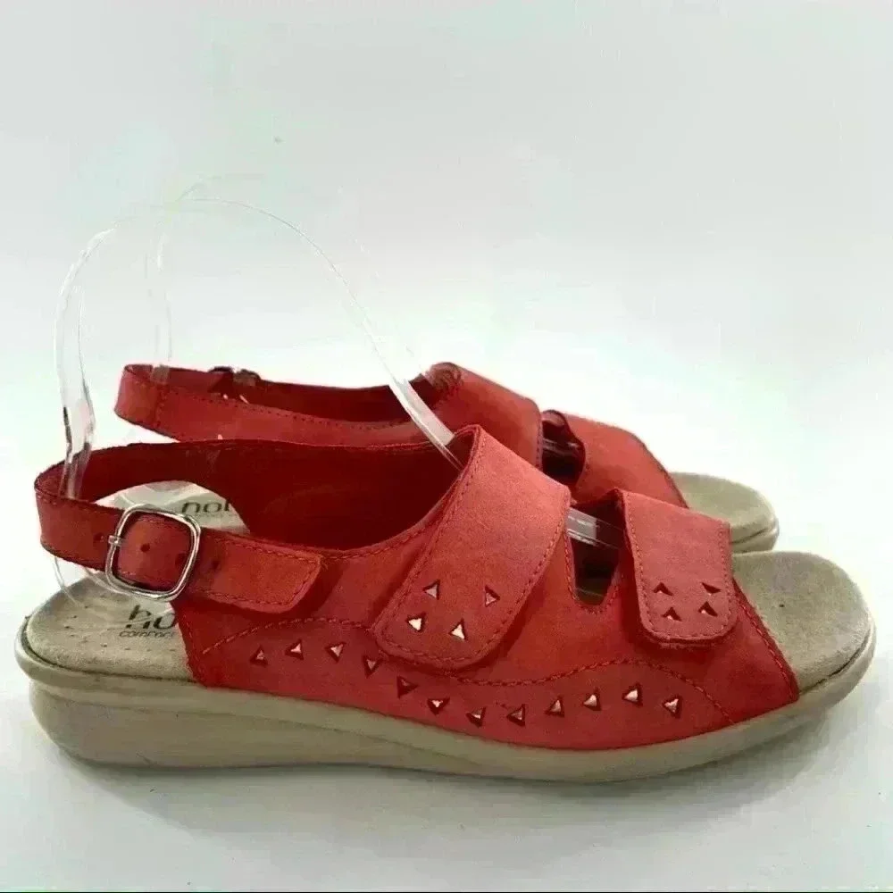 Hotter womens sandals size 8 39 red nubuck sticky strap walking Grannycore